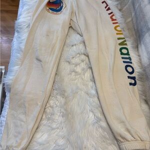 Aviator Nation Kids Cream Joggers with Rainbow Logo